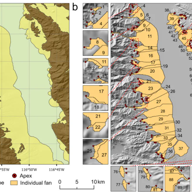 Delineating individual alluvial fans and morphological analysis based on digital elevation models
